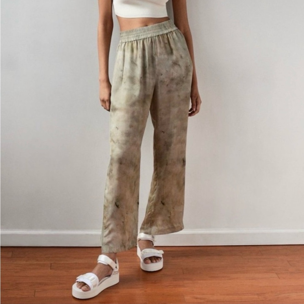 Aritzia Wilfred Aries Pants High Waisted Wide Leg Icy Sage Frost Size XS